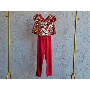 Wonder Nation Sequined Sparkling Red Jumpsuit Size 6 Years Stylized Girls